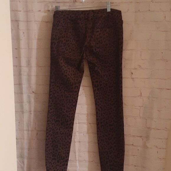 Free People Brown w/Leopard Print Slim Fit Straight Leg Jeans sz.24 MSRP $149 - Picture 5 of 9